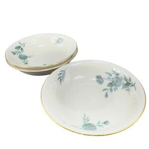 Pickard Fine Porcelain Diana Deep Dish Bowl 5in Dishes USA Green Ivory Set 3 VTG